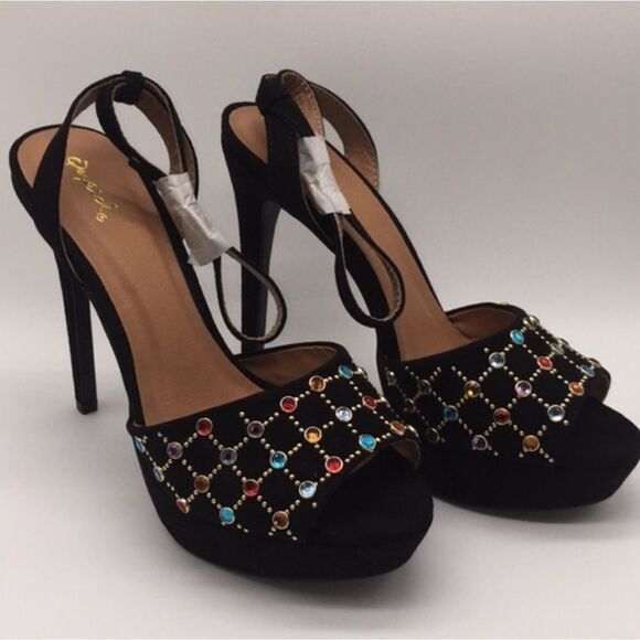 BRAND NEW QUPID JEWEL HIGH HEEL STILETTOS ADJUSTABLE ANKLE STRAP OPEN TOE SANDAL - Picture 11 of 16